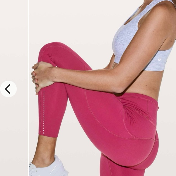 Lululemon Sz 4 Fast & Free 7/8 Tight II *Nulux 25" in Violet Red (dark hot pink) - Picture 6 of 16